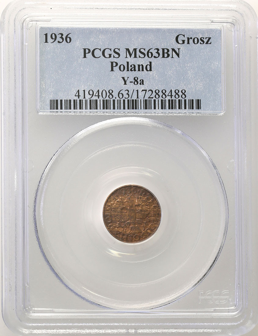 II RP. 1 grosz 1936 PCGS MS63 BN